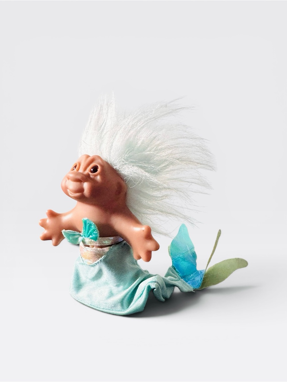 Y2K 2005 DAM Troll Doll Mermaid Teal Blue Hair Red Eyes Collectible